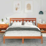 vidaXL Cadru de pat cu headboard Maro Lemn masiv de pin vidaXL Cadru de pat cu headboard Maro Lemn masiv de pin