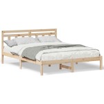 vidaXL Cadru de pat cu headboard Maro Lemn masiv de pin vidaXL Cadru de pat cu headboard Maro Lemn masiv de pin