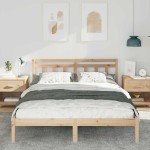 vidaXL Cadru de pat cu headboard Maro Lemn masiv de pin vidaXL Cadru de pat cu headboard Maro Lemn masiv de pin