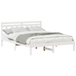 vidaXL Cadru de pat cu headboard Alb Lemn de brad vidaXL Cadru de pat cu headboard Alb Lemn de brad