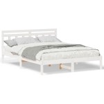 vidaXL Cadru de pat cu headboard Alb Lemn de brad vidaXL Cadru de pat cu headboard Alb Lemn de brad