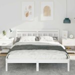 vidaXL Cadru de pat cu headboard Alb Lemn de brad vidaXL Cadru de pat cu headboard Alb Lemn de brad