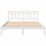 vidaXL Cadru de pat cu headboard Alb Lemn de brad vidaXL Cadru de pat cu headboard Alb Lemn de brad