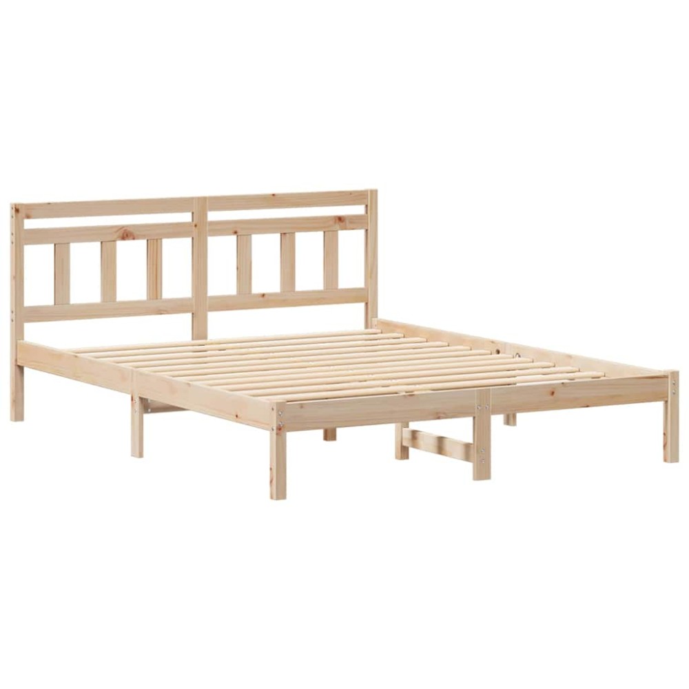 vidaXL Cadru de pat cu headboard Maro Lemn masiv de pin