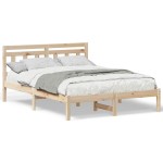 vidaXL Cadru de pat cu headboard Maro Lemn de brad vidaXL Cadru de pat cu headboard Maro Lemn de brad