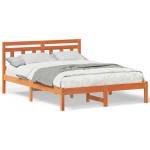 vidaXL Cadru de pat cu headboard Maro Lemn masiv de pin vidaXL Cadru de pat cu headboard Maro Lemn masiv de pin