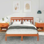 vidaXL Cadru de pat cu headboard Maro Lemn masiv de pin vidaXL Cadru de pat cu headboard Maro Lemn masiv de pin