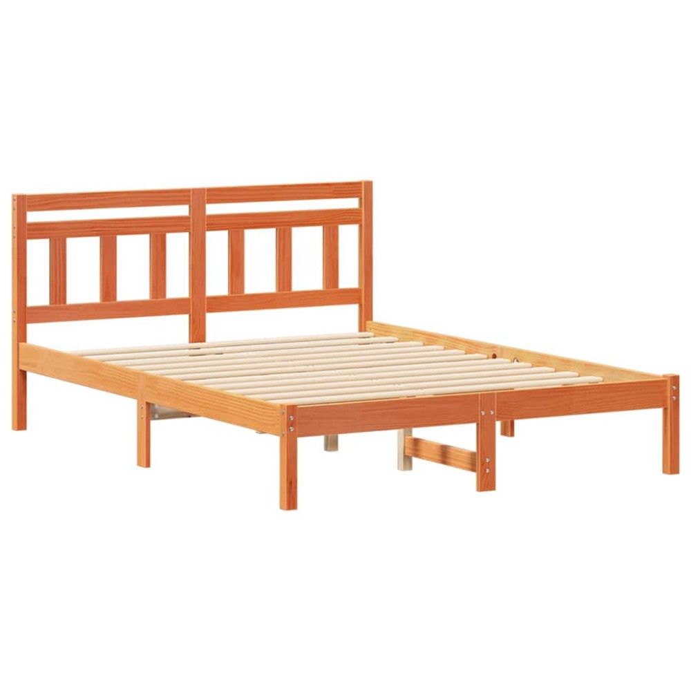 vidaXL Cadru de pat cu headboard Maro Lemn masiv de pin