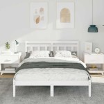 vidaXL Cadru de pat Alb 135 x 190 cm Lemn masiv de pin