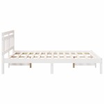 vidaXL Cadru de pat Alb 135 x 190 cm Lemn masiv de pin
