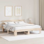 vidaXL Cadru de pat cu headboard Maro 200 x 200 cm Lemn masiv de pin vidaXL Cadru de pat cu headboard Maro 200 x 200 cm Lemn masiv de pin