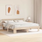 vidaXL Cadru de pat cu headboard Maro 200 x 200 cm Lemn masiv de pin vidaXL Cadru de pat cu headboard Maro 200 x 200 cm Lemn masiv de pin