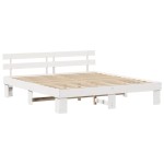 vidaXL Cadru de pat cu headboard Alb 200 x 200 cm Lemn masiv de pin vidaXL Cadru de pat cu headboard Alb 200 x 200 cm Lemn masiv de pin