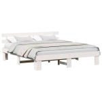 vidaXL Cadru de pat cu headboard Alb 200 x 200 cm Lemn masiv de pin vidaXL Cadru de pat cu headboard Alb 200 x 200 cm Lemn masiv de pin