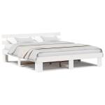 vidaXL Cadru de pat cu headboard Alb 200 x 200 cm Lemn masiv de pin vidaXL Cadru de pat cu headboard Alb 200 x 200 cm Lemn masiv de pin