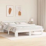 vidaXL Cadru de pat cu headboard Alb 200 x 200 cm Lemn masiv de pin vidaXL Cadru de pat cu headboard Alb 200 x 200 cm Lemn masiv de pin