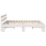 vidaXL Cadru de pat cu headboard Alb 200 x 200 cm Lemn masiv de pin vidaXL Cadru de pat cu headboard Alb 200 x 200 cm Lemn masiv de pin