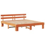 vidaXL Cadru de pat cu headboard Maro 200 x 200 cm Lemn masiv de pin vidaXL Cadru de pat cu headboard Maro 200 x 200 cm Lemn masiv de pin