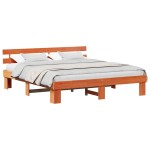 vidaXL Cadru de pat cu headboard Maro 200 x 200 cm Lemn masiv de pin vidaXL Cadru de pat cu headboard Maro 200 x 200 cm Lemn masiv de pin