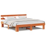 vidaXL Cadru de pat cu headboard Maro 200 x 200 cm Lemn masiv de pin vidaXL Cadru de pat cu headboard Maro 200 x 200 cm Lemn masiv de pin