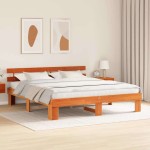 vidaXL Cadru de pat cu headboard Maro 200 x 200 cm Lemn masiv de pin vidaXL Cadru de pat cu headboard Maro 200 x 200 cm Lemn masiv de pin