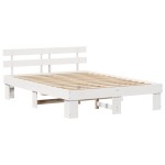 vidaXL Cadru de pat cu headboard Alb 160 x 200 cm Lemn masiv de pin vidaXL Cadru de pat cu headboard Alb 160 x 200 cm Lemn masiv de pin