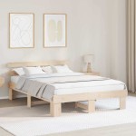 vidaXL Cadru de pat cu headboard Maro 150 x 200 cm Lemn masiv de pin vidaXL Cadru de pat cu headboard Maro 150 x 200 cm Lemn masiv de pin