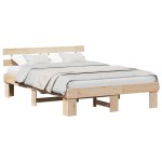 vidaXL Cadru de pat cu headboard Maro 150 x 200 cm Lemn masiv de pin vidaXL Cadru de pat cu headboard Maro 150 x 200 cm Lemn masiv de pin