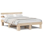 vidaXL Cadru de pat cu headboard Maro 150 x 200 cm Lemn masiv de pin vidaXL Cadru de pat cu headboard Maro 150 x 200 cm Lemn masiv de pin