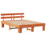 vidaXL Cadru de pat cu headboard Maro 150 x 200 cm Lemn masiv de pin