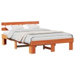 vidaXL Cadru de pat cu headboard Maro 150 x 200 cm Lemn masiv de pin