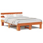 vidaXL Cadru de pat cu headboard Maro 150 x 200 cm Lemn masiv de pin