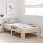 vidaXL Cadru de pat cu headboard Maro 75 x 190 cm Lemn masiv de pin vidaXL Cadru de pat cu headboard Maro 75 x 190 cm Lemn masiv de pin