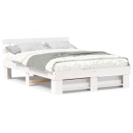 vidaXL Cadru de pat cu headboard Alb 160 x 200 cm Lemn masiv de pin vidaXL Cadru de pat cu headboard Alb 160 x 200 cm Lemn masiv de pin