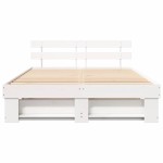 vidaXL Cadru de pat cu headboard Alb 160 x 200 cm Lemn masiv de pin vidaXL Cadru de pat cu headboard Alb 160 x 200 cm Lemn masiv de pin