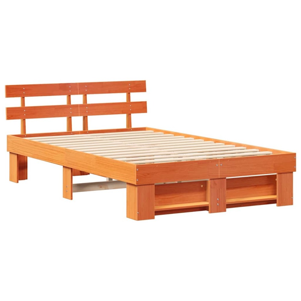 vidaXL Cadru de pat Maro ceruit 120 x 200 cm Lemn masiv de pin