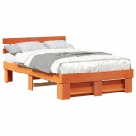 vidaXL Cadru de pat Maro ceruit 135 x 190 cm Lemn masiv de pin vidaXL Cadru de pat Maro ceruit 135 x 190 cm Lemn masiv de pin