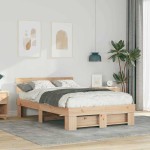 vidaXL Cadru de pat cu headboard Maro 120 x 190 cm Lemn masiv de pin