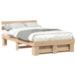 vidaXL Cadru de pat cu headboard Maro 120 x 190 cm Lemn masiv de pin