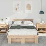 vidaXL Cadru de pat cu headboard Maro 120 x 190 cm Lemn masiv de pin