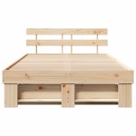 vidaXL Cadru de pat cu headboard Maro 120 x 190 cm Lemn masiv de pin