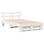 vidaXL Cadru de pat cu headboard Alb 120 x 190 cm Lemn masiv de pin