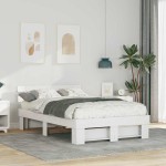 vidaXL Cadru de pat cu headboard Alb 120 x 190 cm Lemn masiv de pin