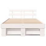 vidaXL Cadru de pat cu headboard Alb 120 x 190 cm Lemn masiv de pin
