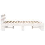 vidaXL Cadru de pat cu headboard Alb 120 x 190 cm Lemn masiv de pin
