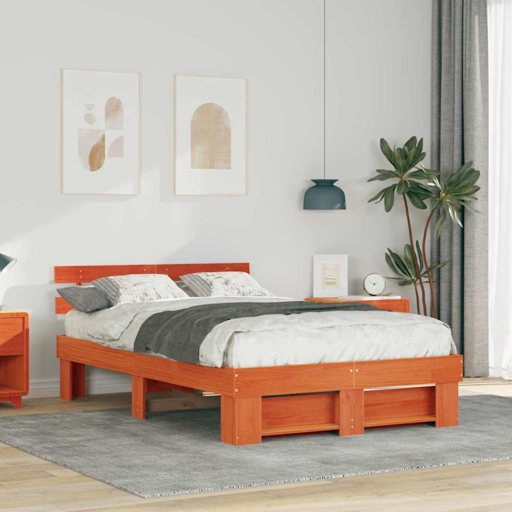 vidaXL Cadru de pat Maro ceruit 120 x 190 cm Lemn masiv de pin
