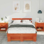 vidaXL Cadru de pat Maro ceruit 120 x 190 cm Lemn masiv de pin vidaXL Cadru de pat Maro ceruit 120 x 190 cm Lemn masiv de pin