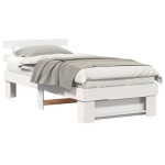 vidaXL Cadru de pat cu headboard Alb 100 x 200 cm Lemn masiv de pin