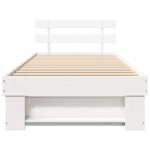 vidaXL Cadru de pat cu headboard Alb 100 x 200 cm Lemn masiv de pin