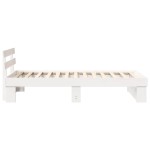 vidaXL Cadru de pat cu headboard Alb 100 x 200 cm Lemn masiv de pin